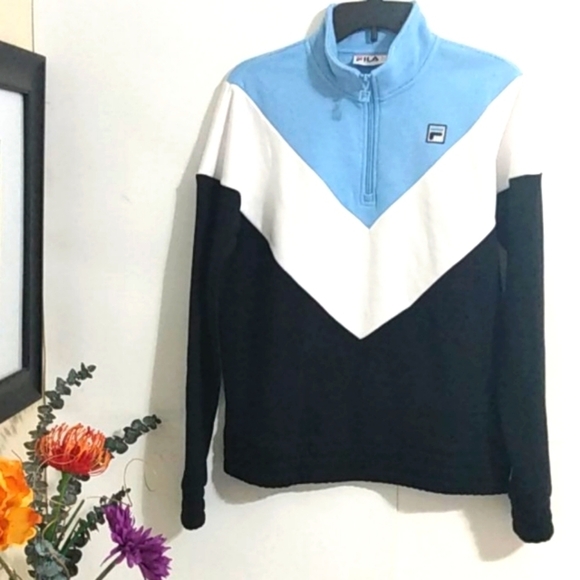 FILA NWOT PULLOVER COLORBLOCK LONG SLEEVE FLEECE SWEATSHIRT SIZE MEDIUM - Picture 10 of 10